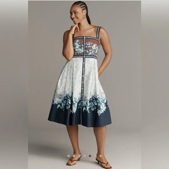 NWOT Maeve Sleeveless Square Neck Button Front Midi Dress, Size 2X - Picture 1 of 6